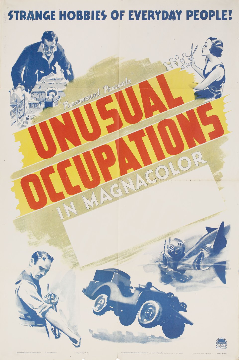 Unusual Occupations Original 1941 U.S. One Sheet Movie Poster