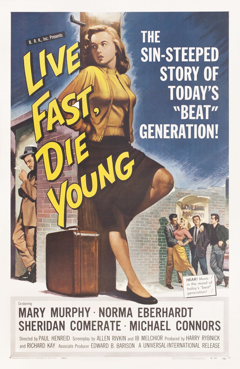 Live Fast, Die Young Original 1958 U.S. One Sheet Movie Poster