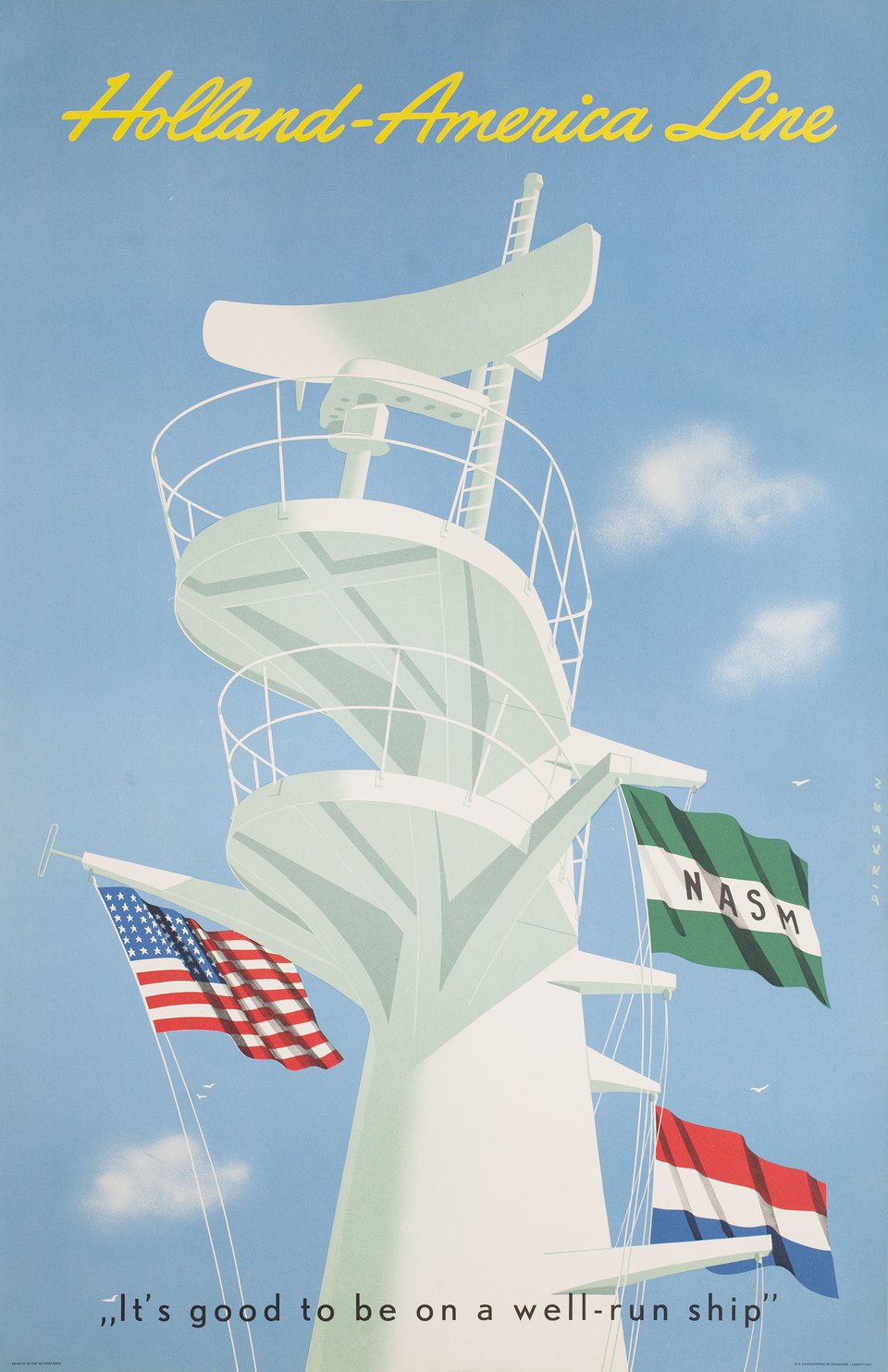 Holland-America Line Original 1960s Dutch B1 Poster