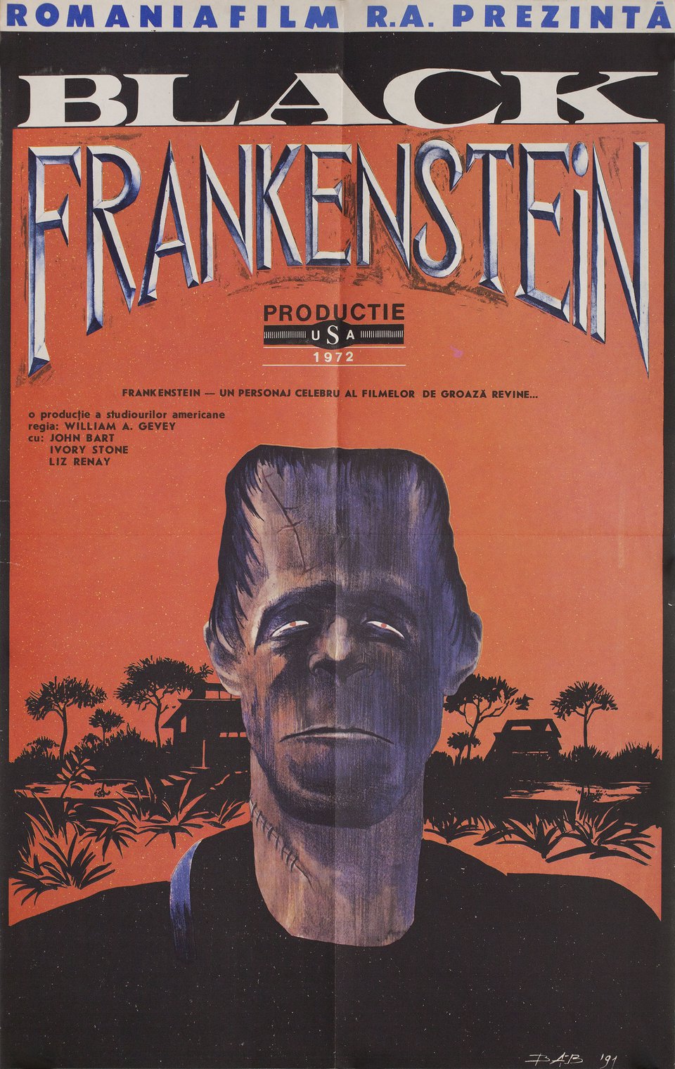 Blackenstein 1973 Romanian A2 Poster