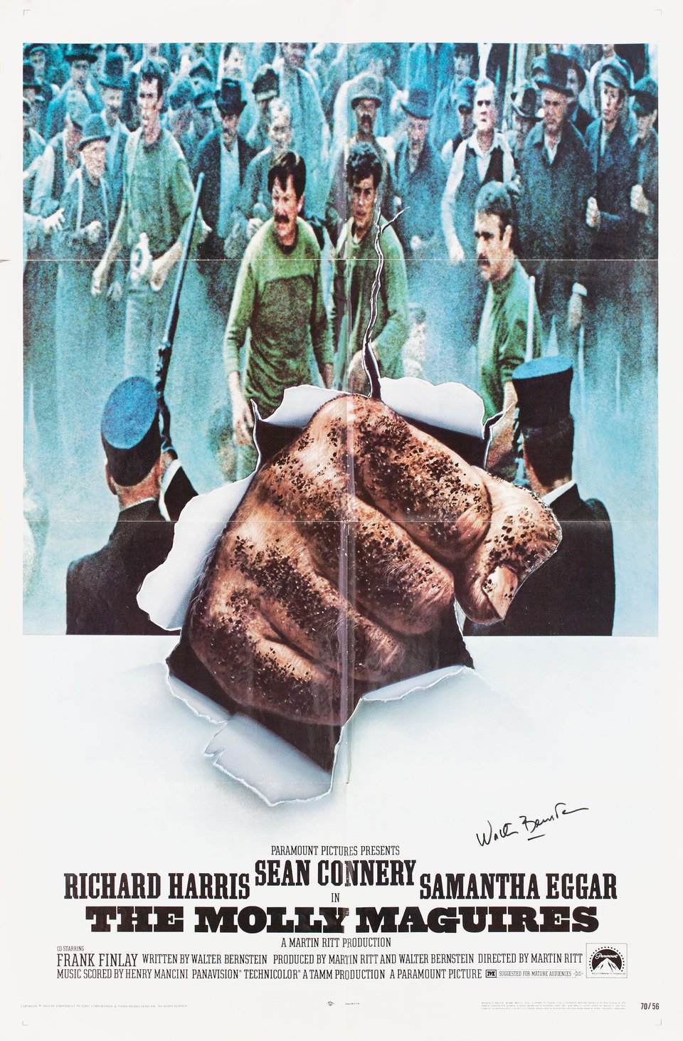 The Molly Maguires Original 1970 U.S. One Sheet Movie Poster Signed by Walter Bernstein