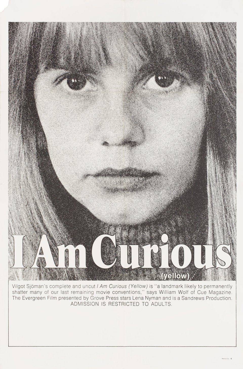 I Am Curious (Yellow) Original 1968 U.S. One Sheet Movie Poster