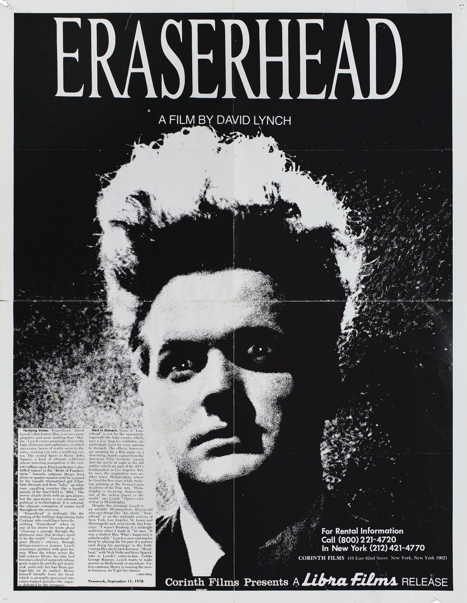 Eraserhead Original R1978 U.S. Mini Movie Poster