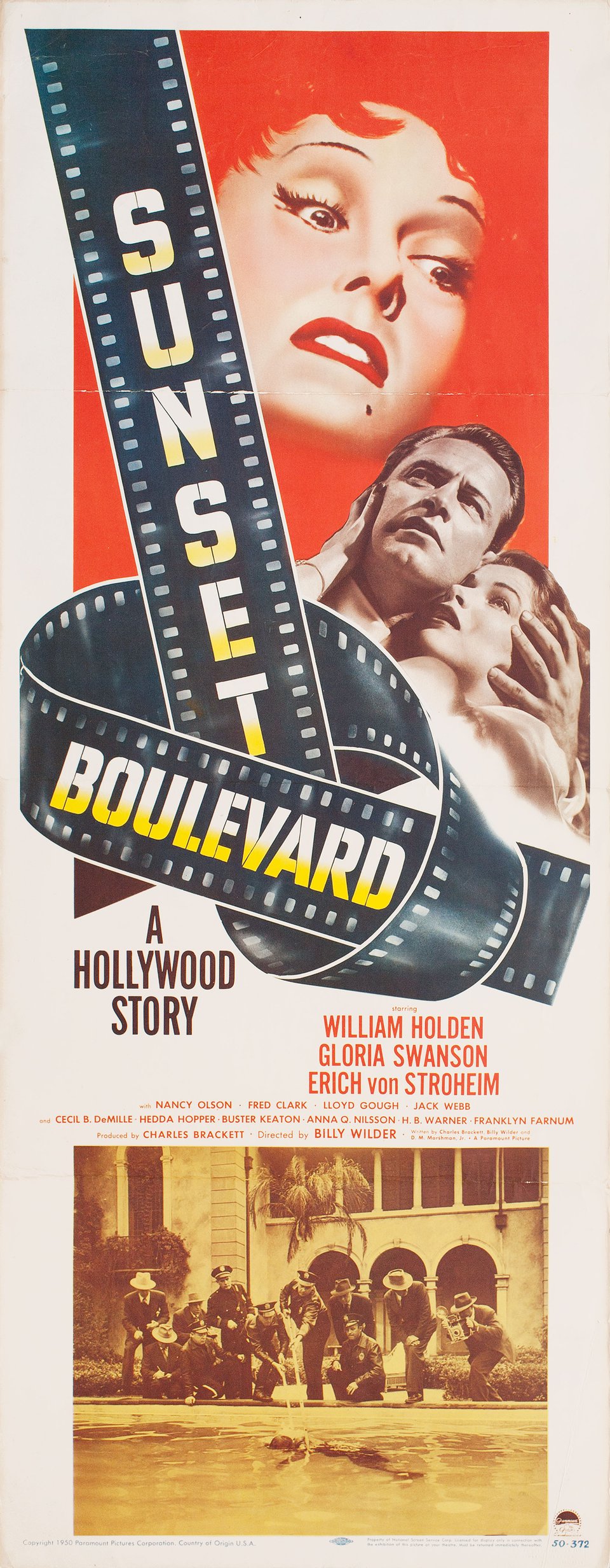 Sunset Boulevard Original 1950 U.S. Insert Movie Poster
