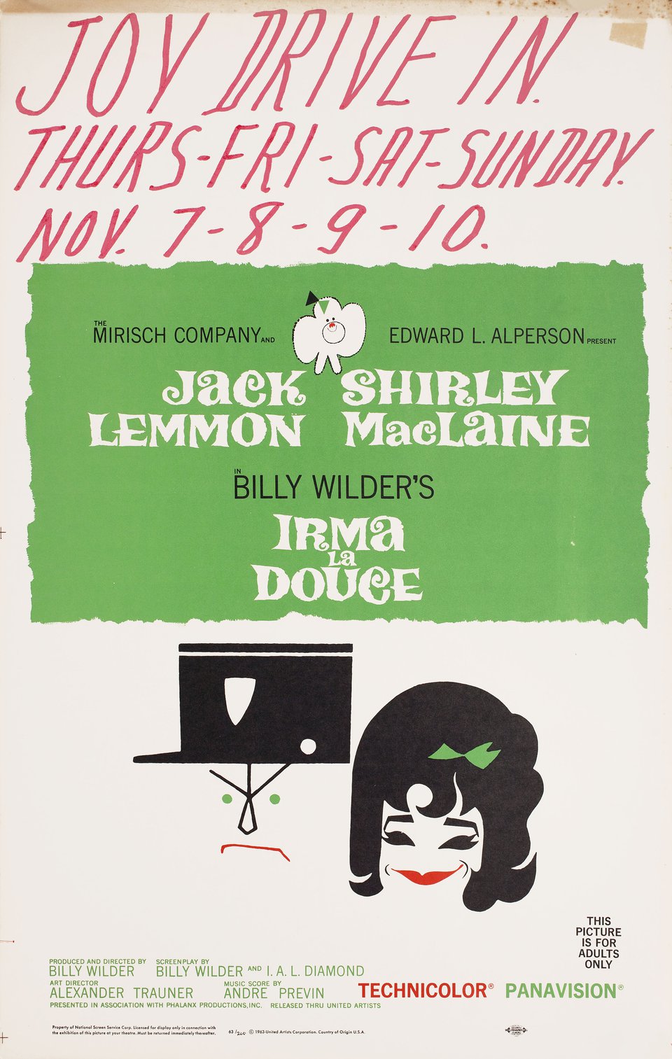 Irma la Douce Original 1963 U.S. Window Card Movie Poster