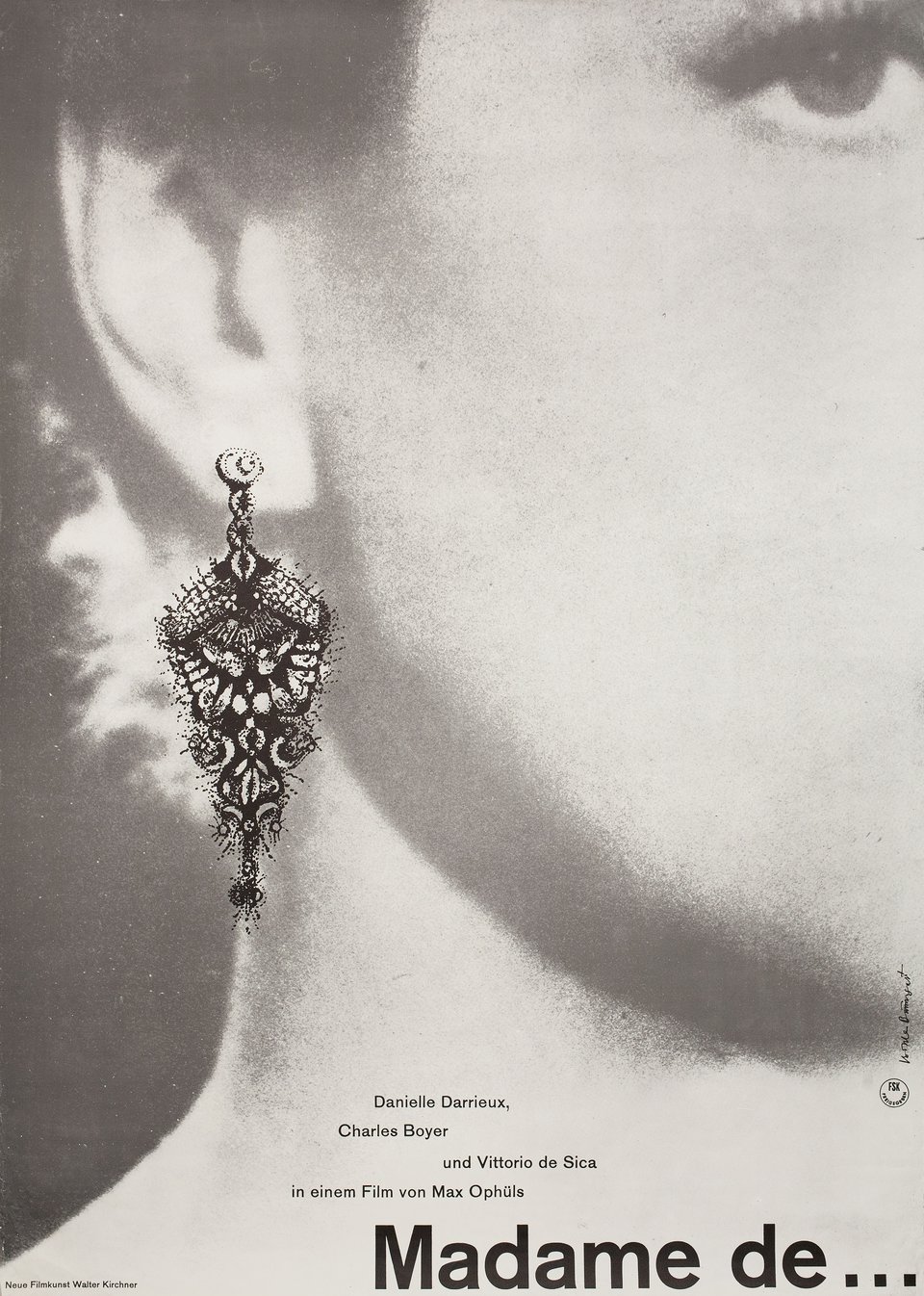 The Earrings of Madame de... Original R1961 German A1 Movie Poster