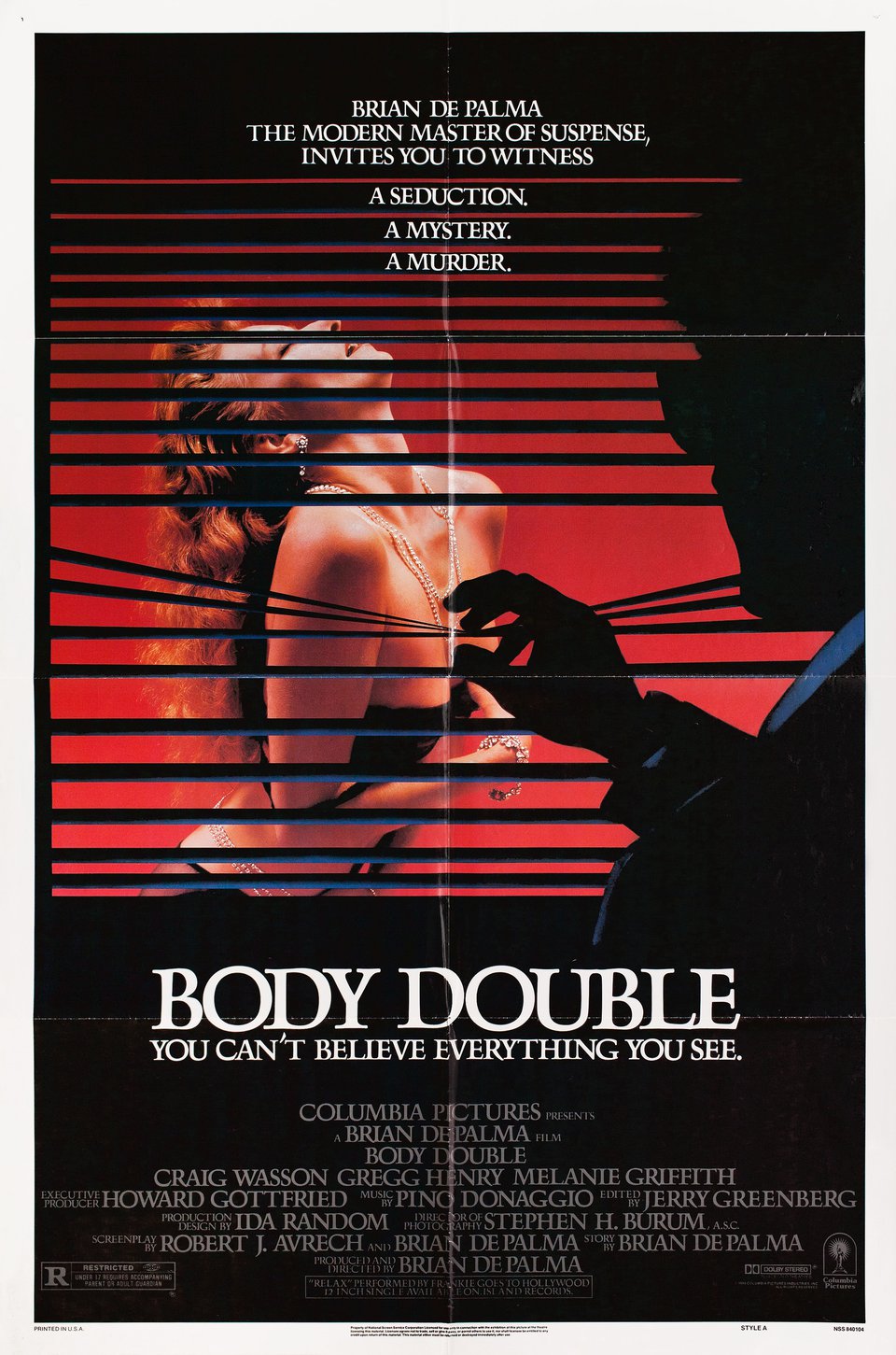 Body Double Original 1984 U.S. One Sheet Movie Poster
