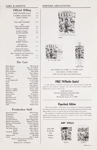 The Long Goodbye Original 1973 U.S. Movie Pressbook Alternate Image