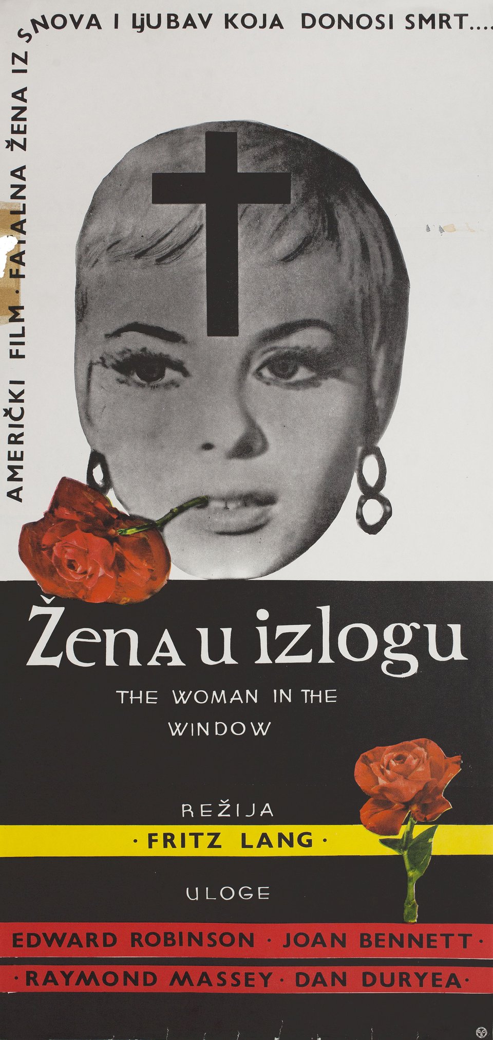 The Woman in the Window Original 1950s Yugoslav Movie Poster