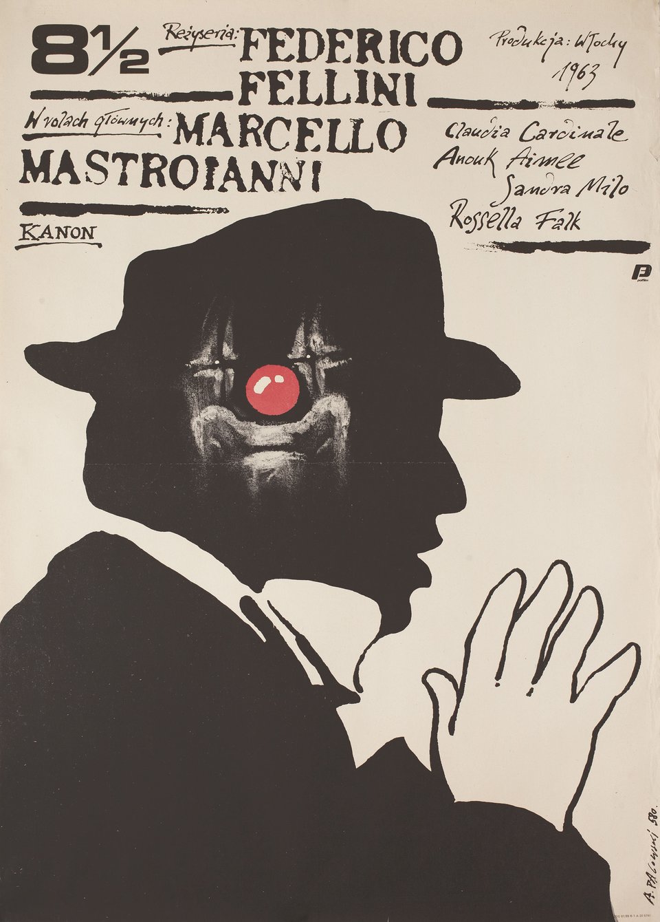 8 1/2 Original R1980s Polish B1 Movie Poster