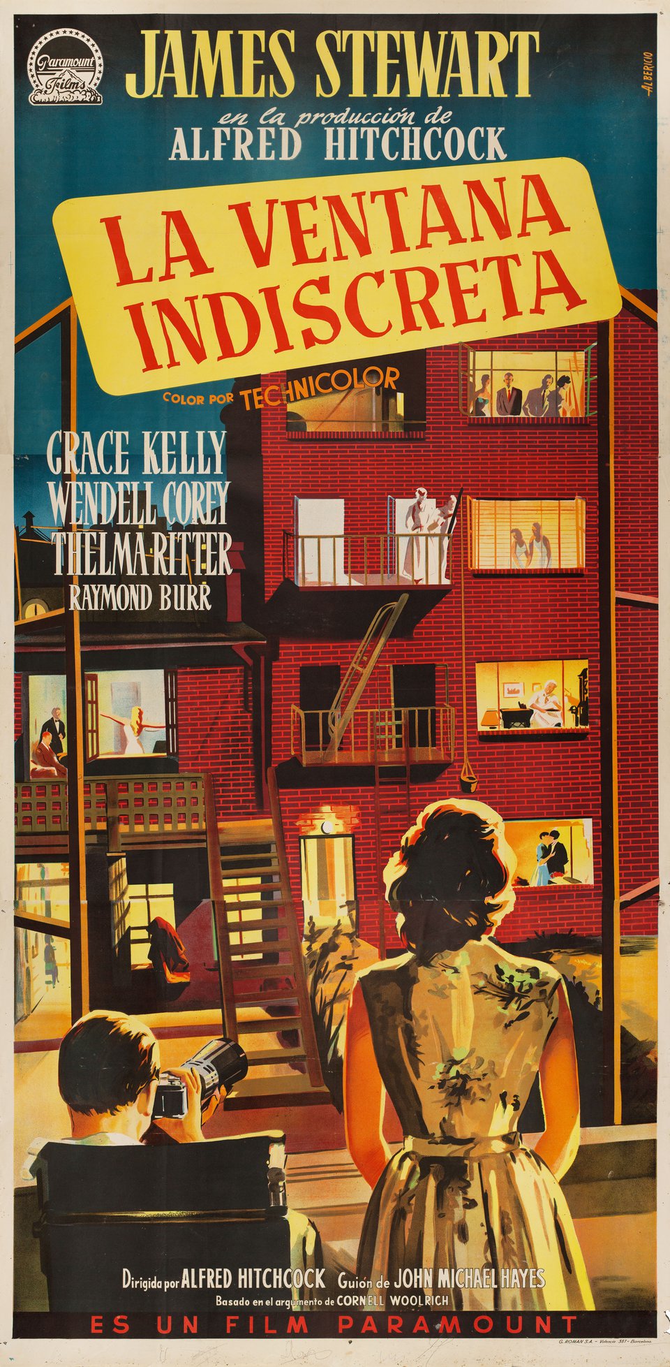 Rear Window Original 1954 Spanish Three Sheet Movie Poster