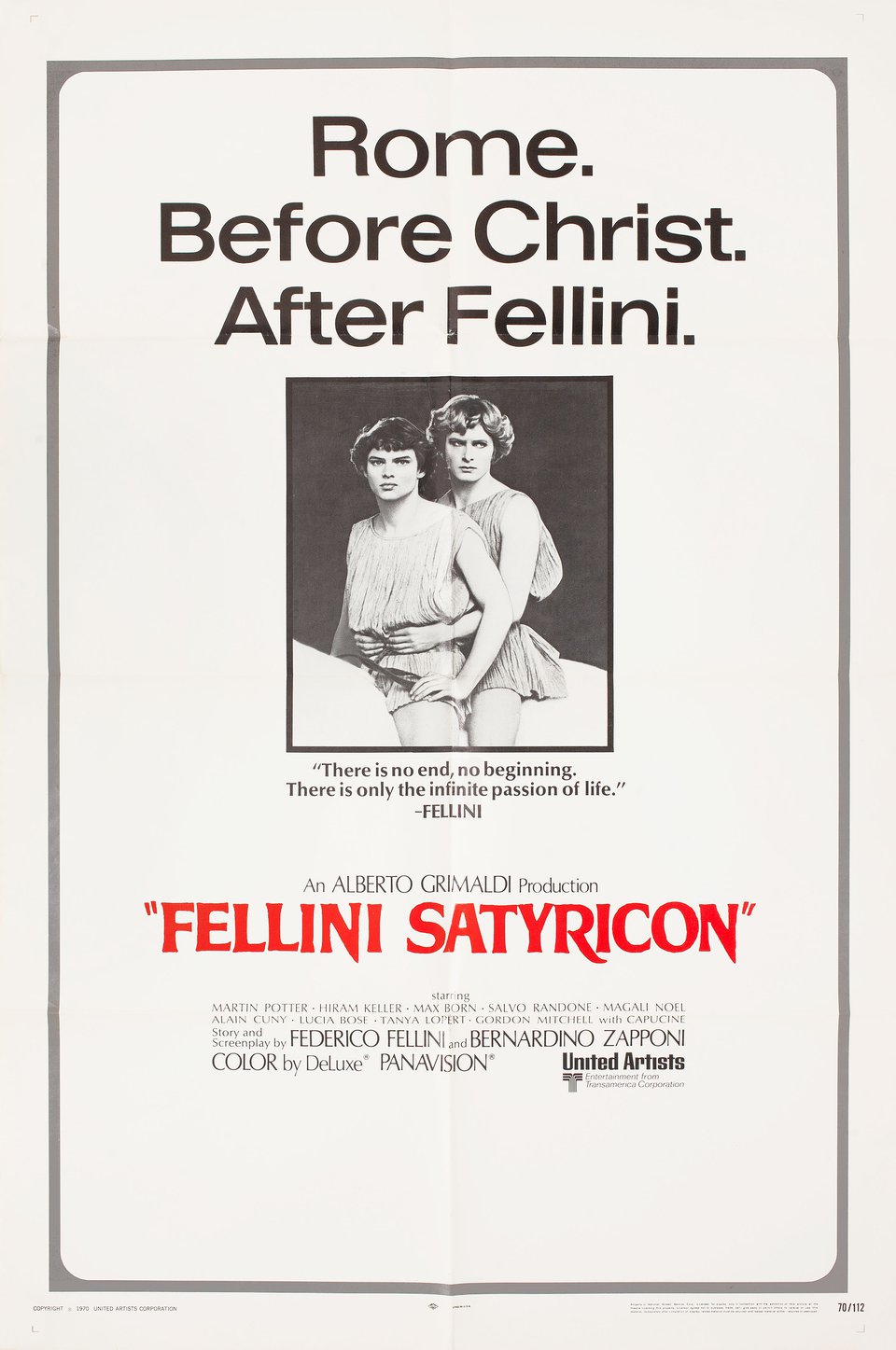 Fellini Satyricon Original 1970 U.S. One Sheet Movie Poster