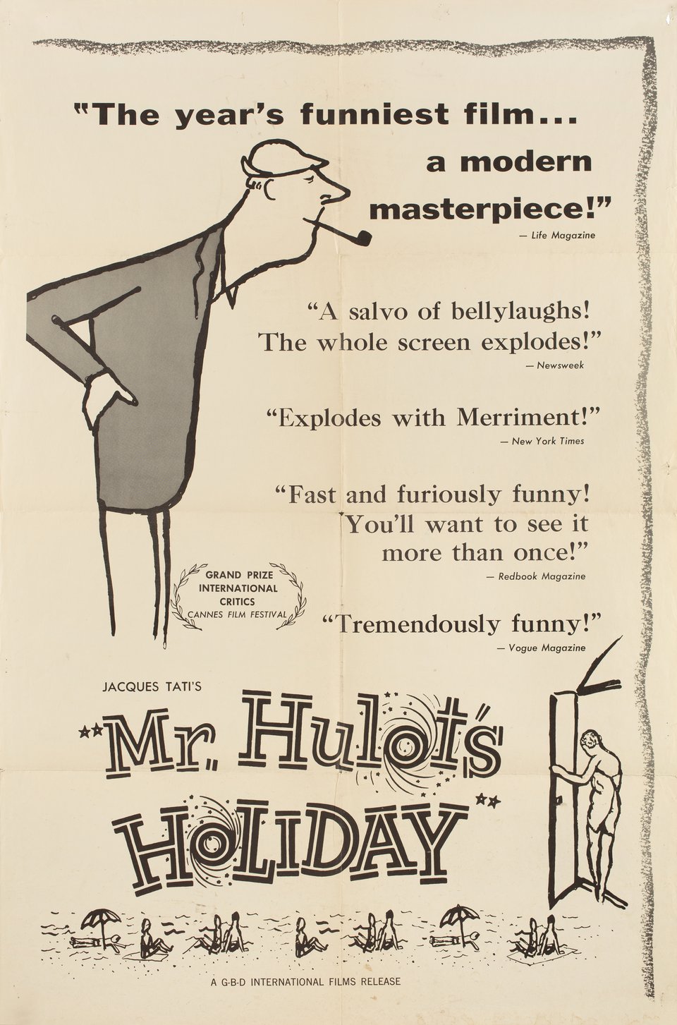 Mr. Hulot's Holiday Original 1954 U.S. One Sheet Movie Poster