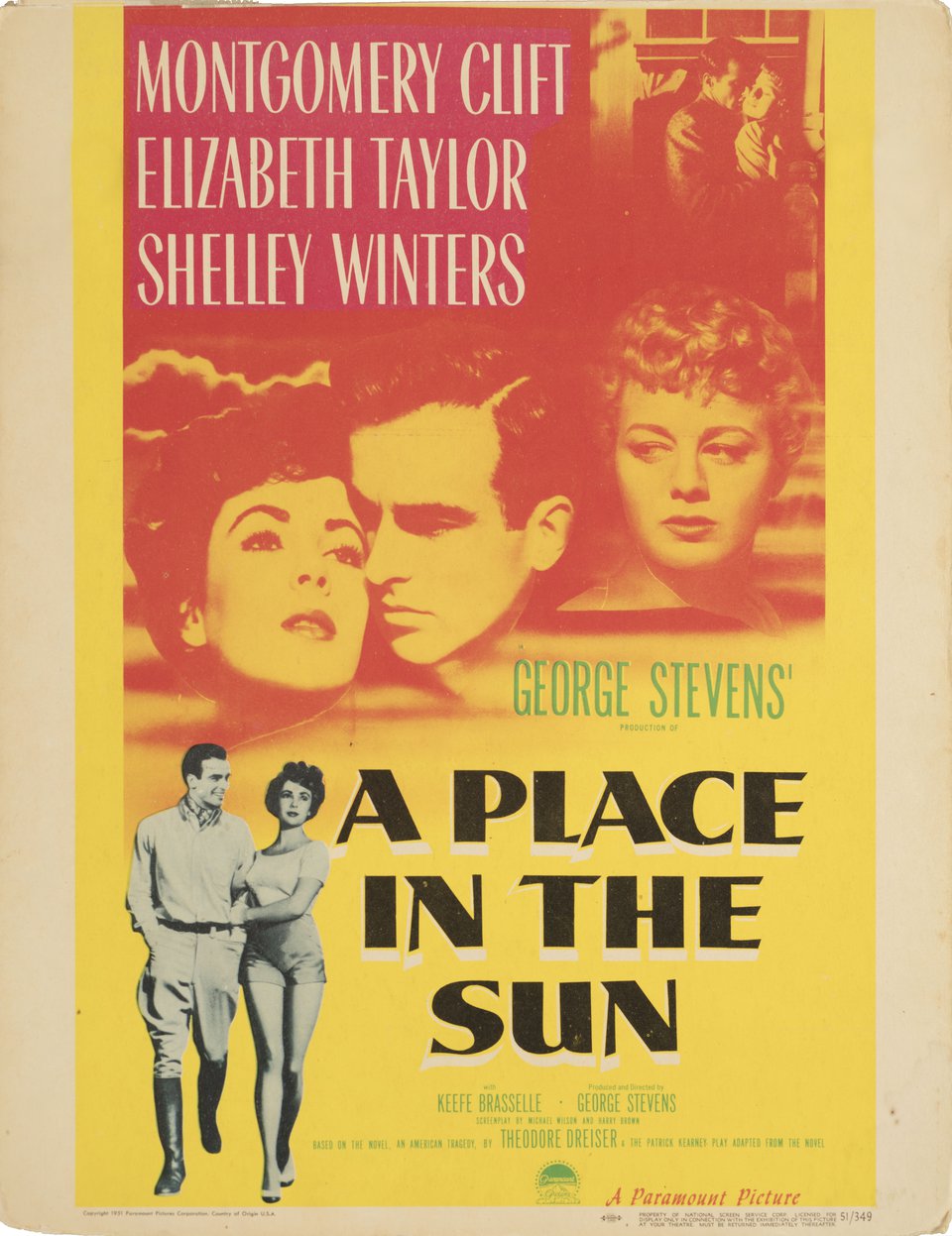 A Place in the Sun Original 1951 U.S. Window Card Movie Poster