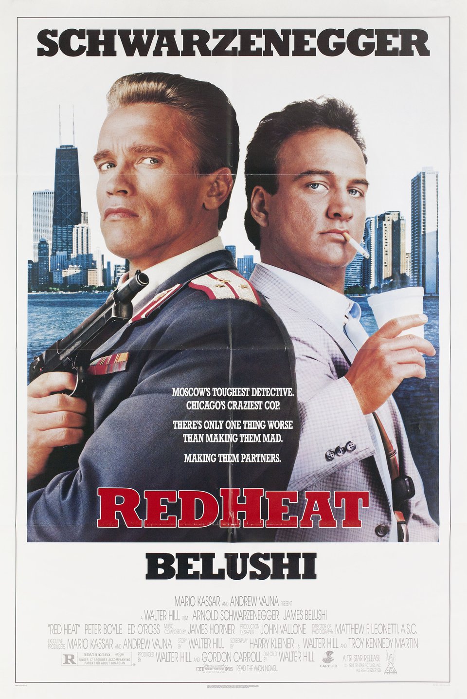 RED HEAT Original 1988 U.S. One Sheet Movie Poster