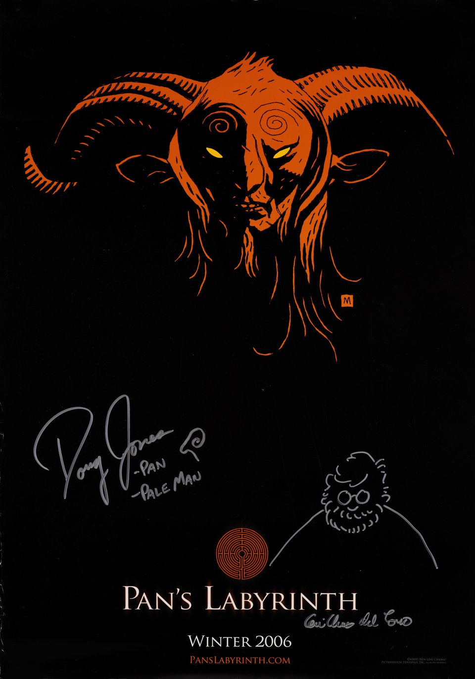 Pan's Labyrinth Original 2006 U.S. Mini Movie Poster Signed by Guillermo del Toro