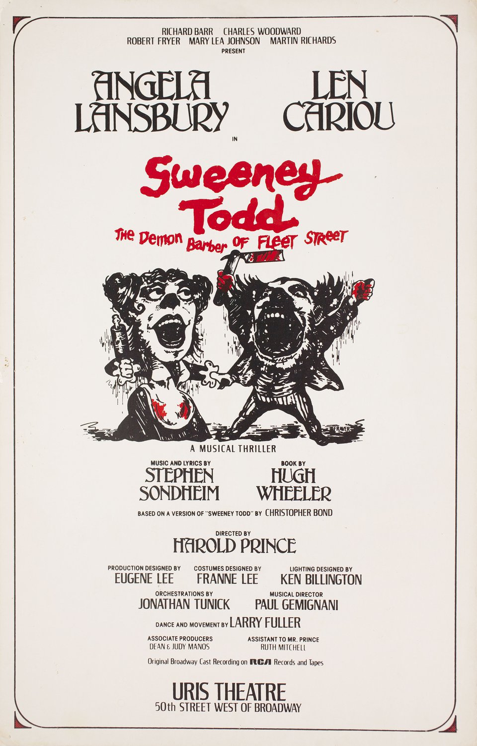 Sweeney Todd Original 1979 U.S. Window Card Poster