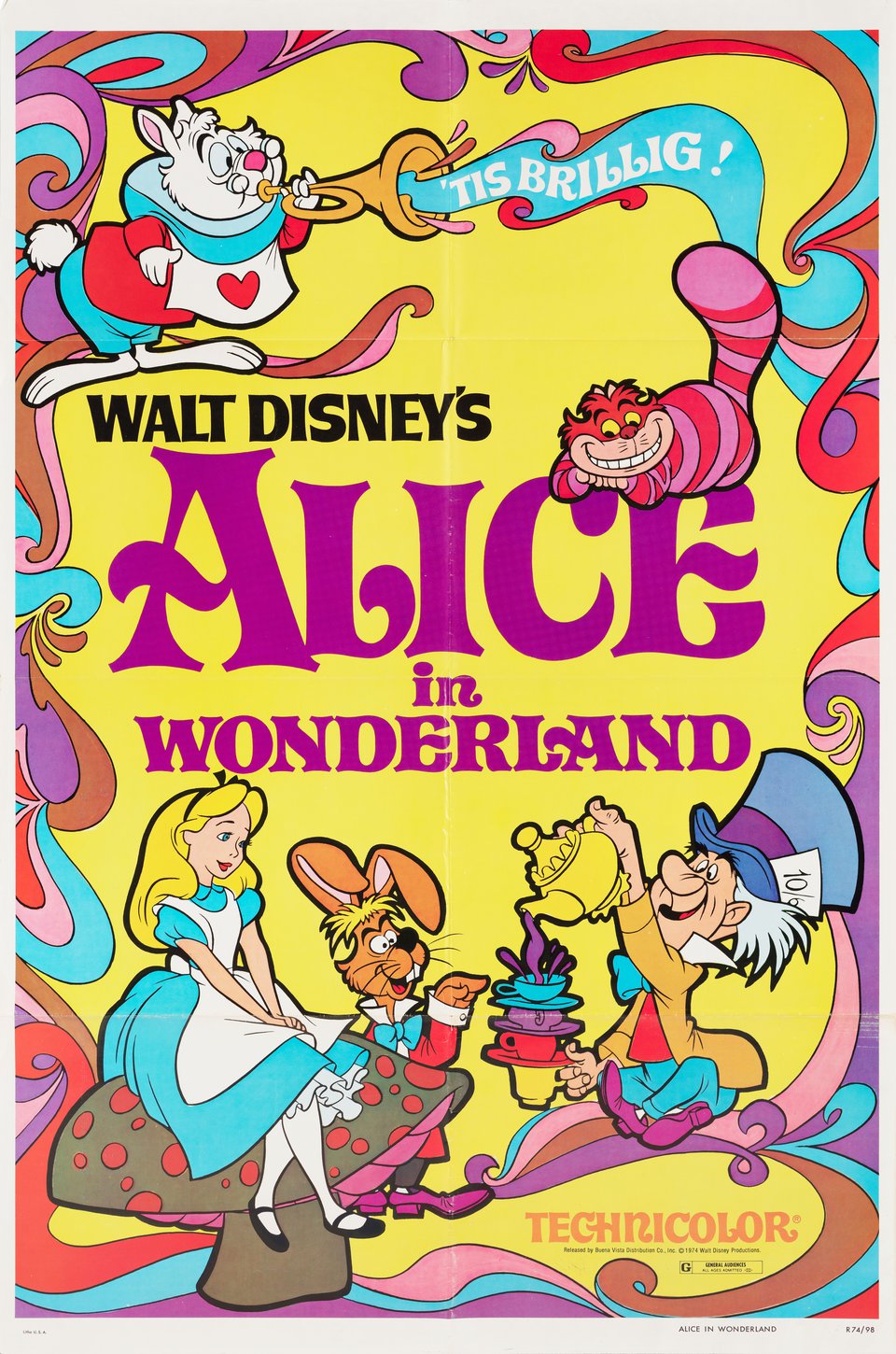 Alice in Wonderland Original R1981 U.S. One Sheet Movie Poster