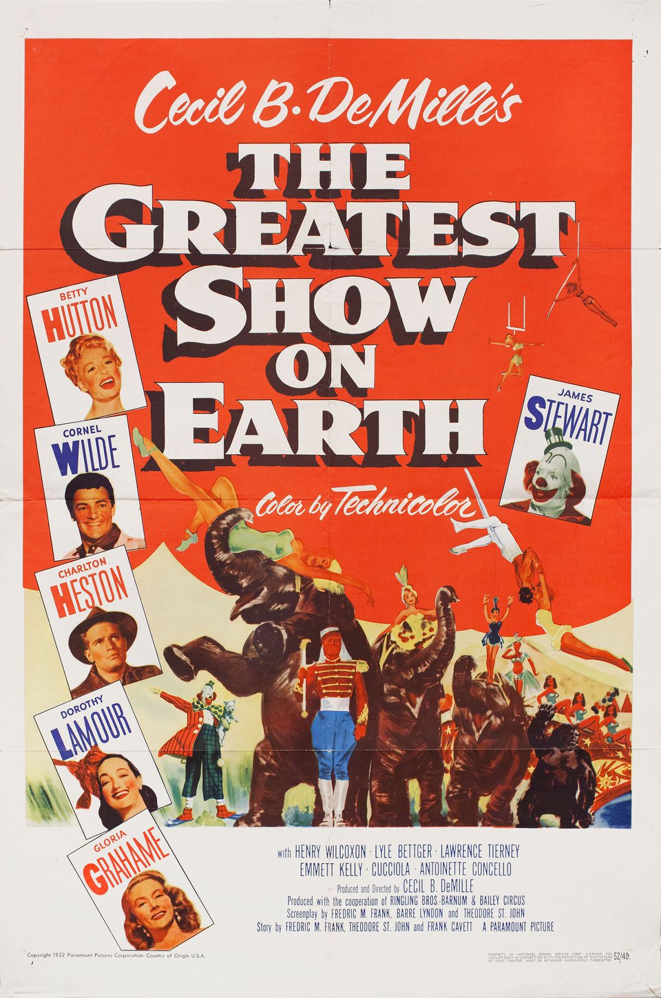 The Greatest Show on Earth Original 1952 U.S. One Sheet Movie Poster