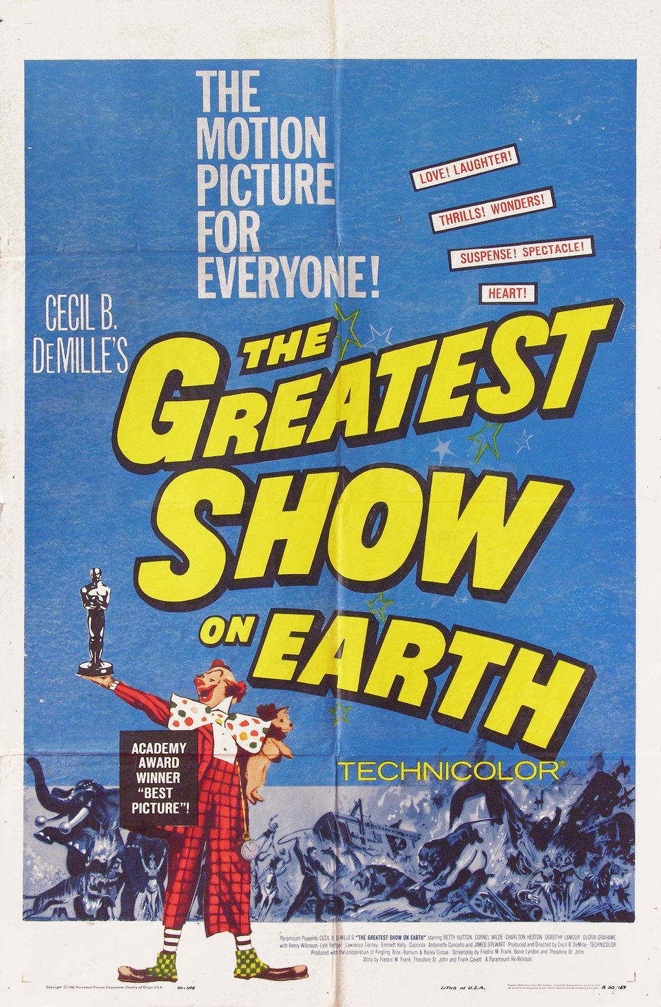 The Greatest Show on Earth Original R1960 U.S. One Sheet Movie Poster