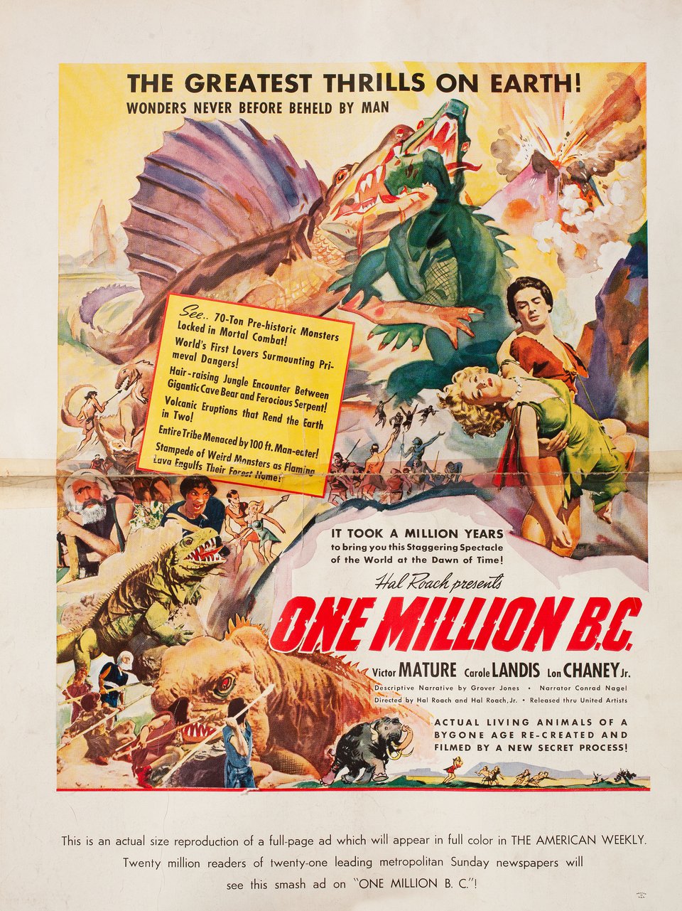 One Million B.C. Original 1940 U.S. Movie Pressbook