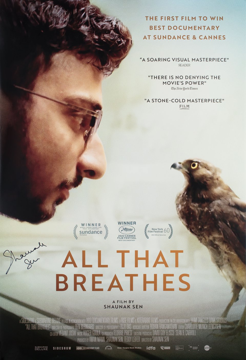 All That Breathes Original 2022 U.S. One Sheet Movie Poster Signed by Shaunak Sen