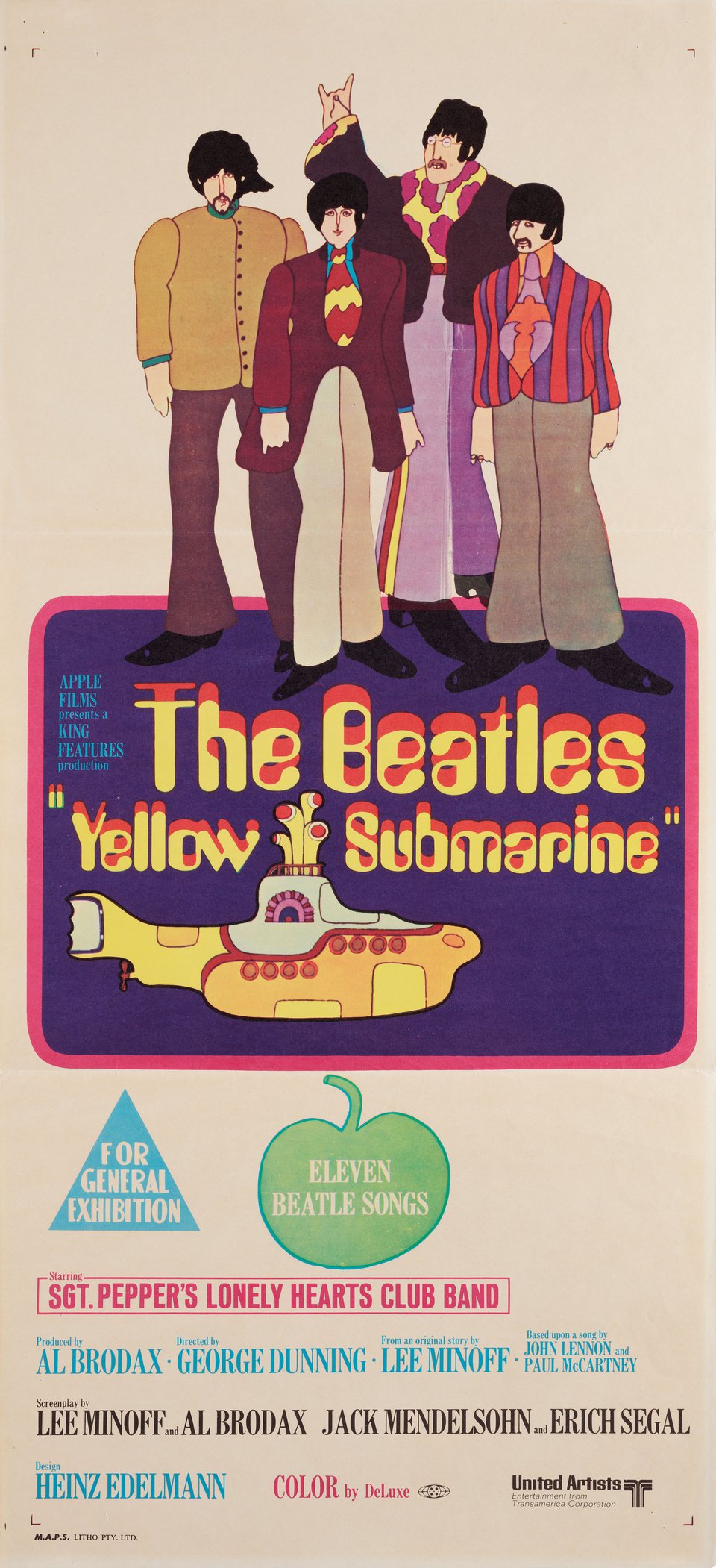 Yellow Submarine Original 1968 Australian Daybill Movie Poster
