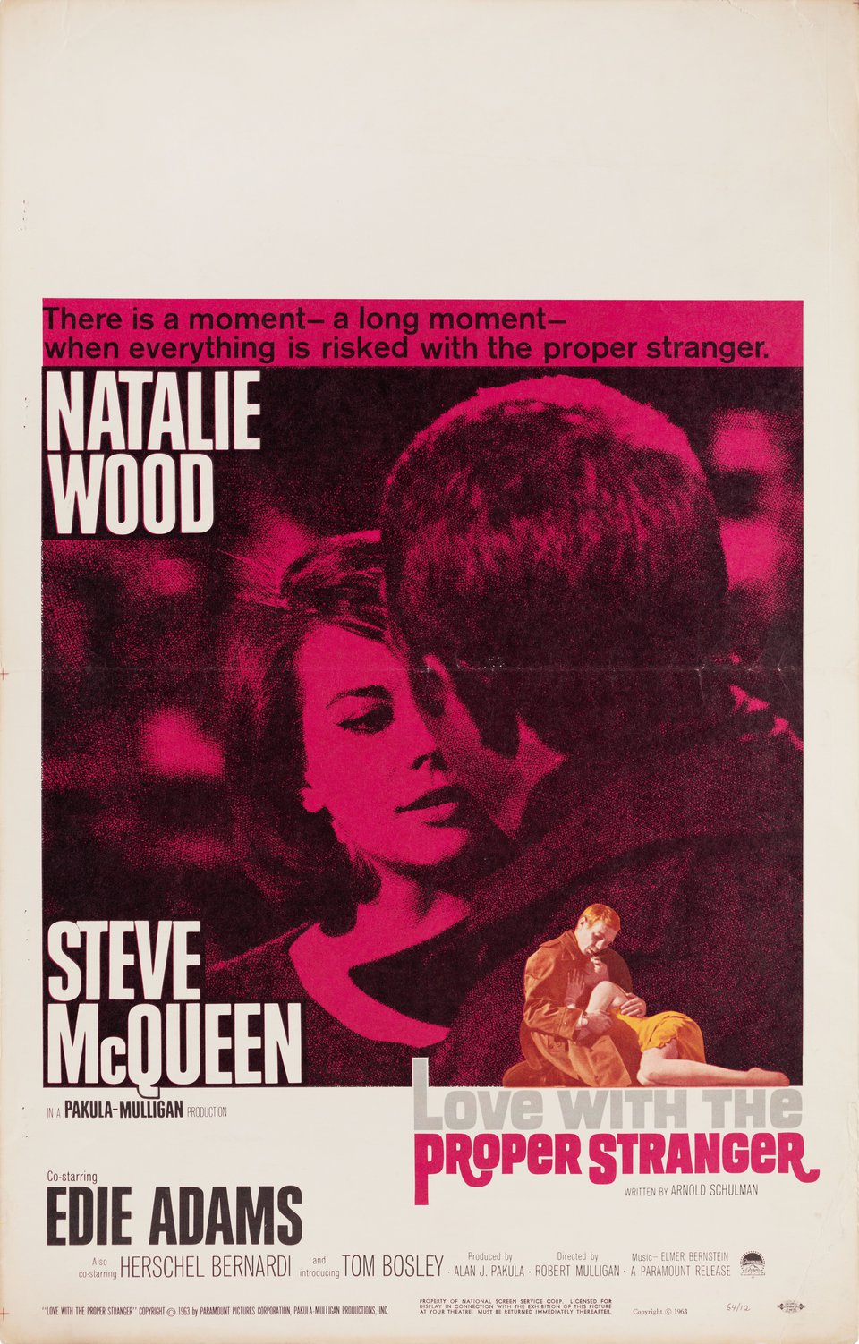 Love with the Proper Stranger Original 1963 U.S. Window Card Movie Poster