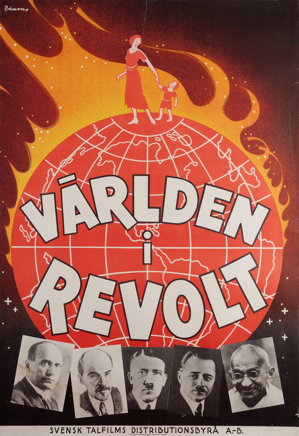 The World in Revolt Original 1936 Swedish B1 Movie Poster