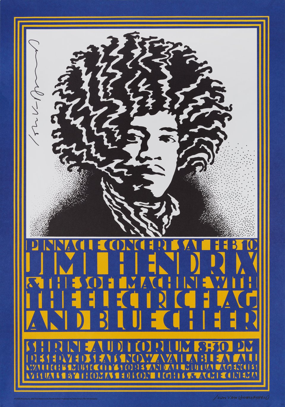 Jimi Hendrix & the Soft Machine Original 2004 U.S. Poster Signed by John Van Hamersveld