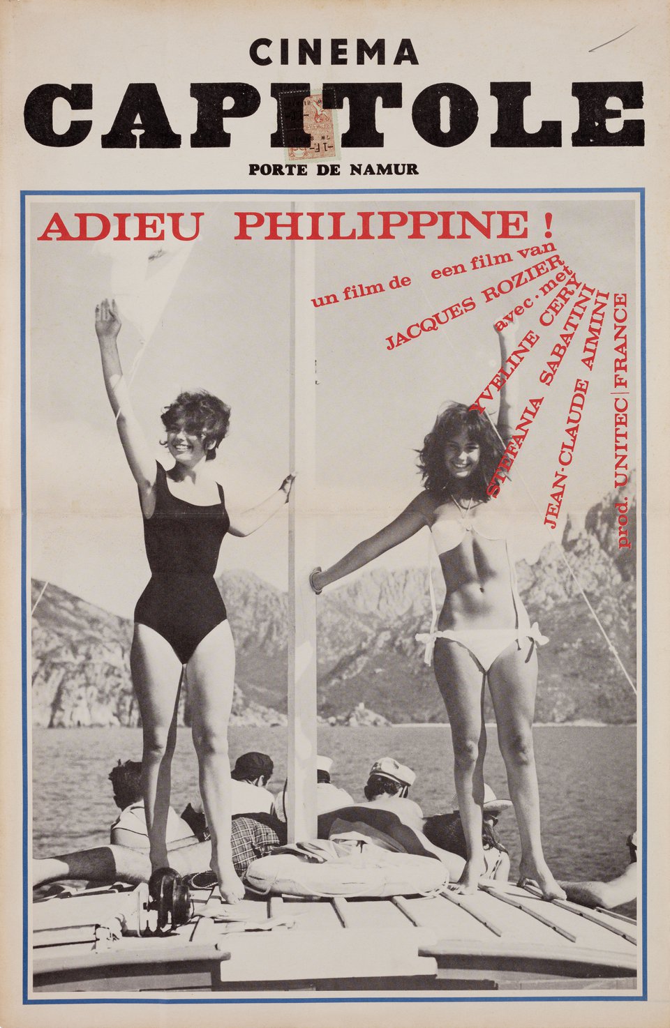 Adieu Philippine Original 1962 Belgian Movie Poster