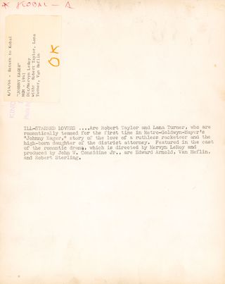 Johnny Eager Original 1941 U.S. Portrait Photo Alternate Image