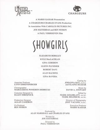 Showgirls Original 1995 U.S. Press Kit Alternate Image