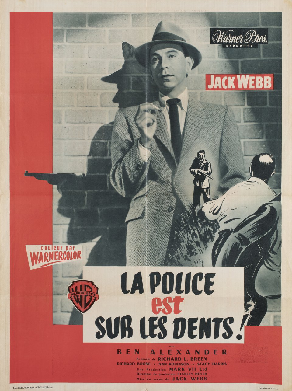 Dragnet Original 1954 French Moyenne Movie Poster