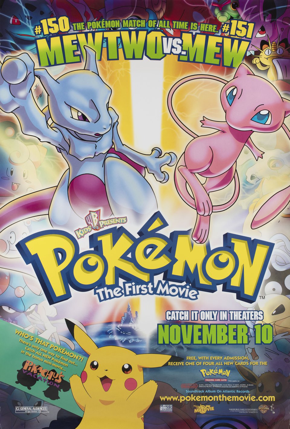 Pokemon: The First Movie - Mewtwo Strikes Back Original 1998 U.S. One Sheet Movie Poster