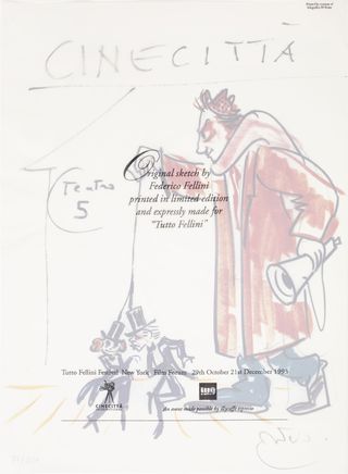 TUTTO FELLINI Original 1993 U.S. Print Signed by Federico Fellini Alternate Image