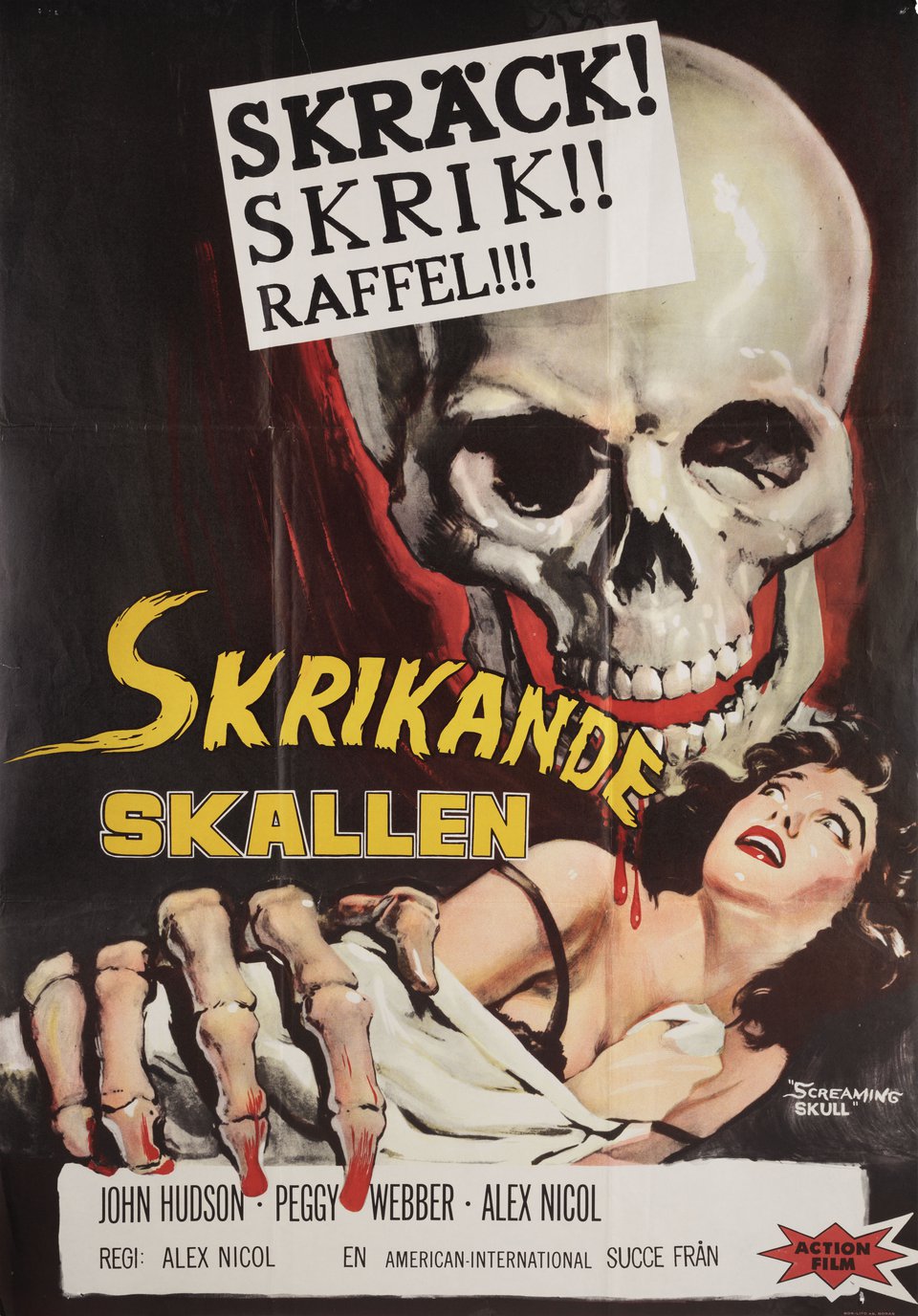 The Screaming Skull Original 1958 Swedish B1 Movie Poster