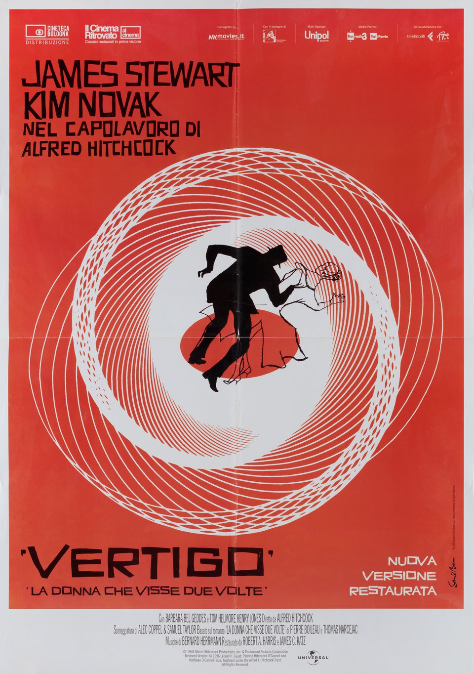 Vertigo Original R2019 Italian Foglio Movie Poster