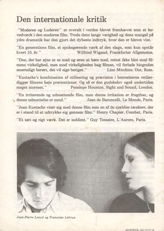 The Mother and the Whore Original 1973 Danish Movie Program Alternate Image