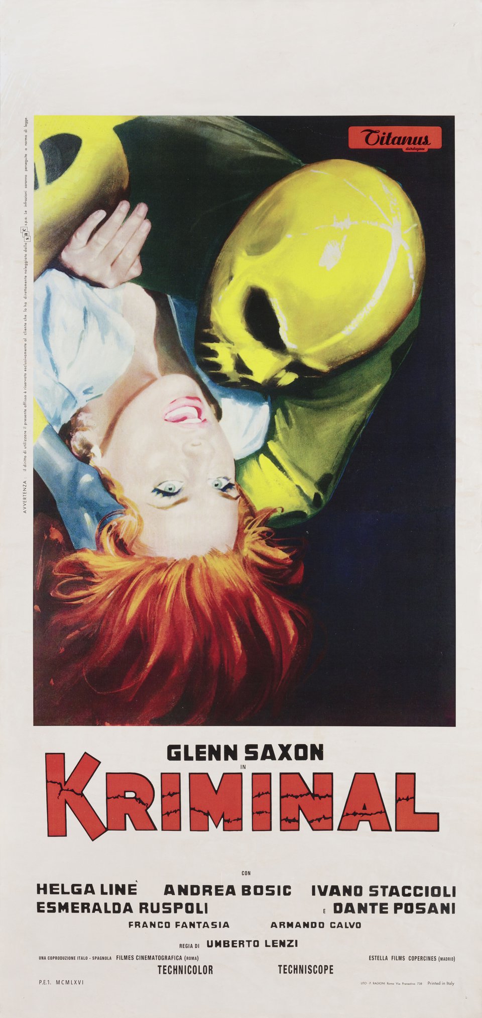 Kriminal Original 1966 Italian Locandina Movie Poster