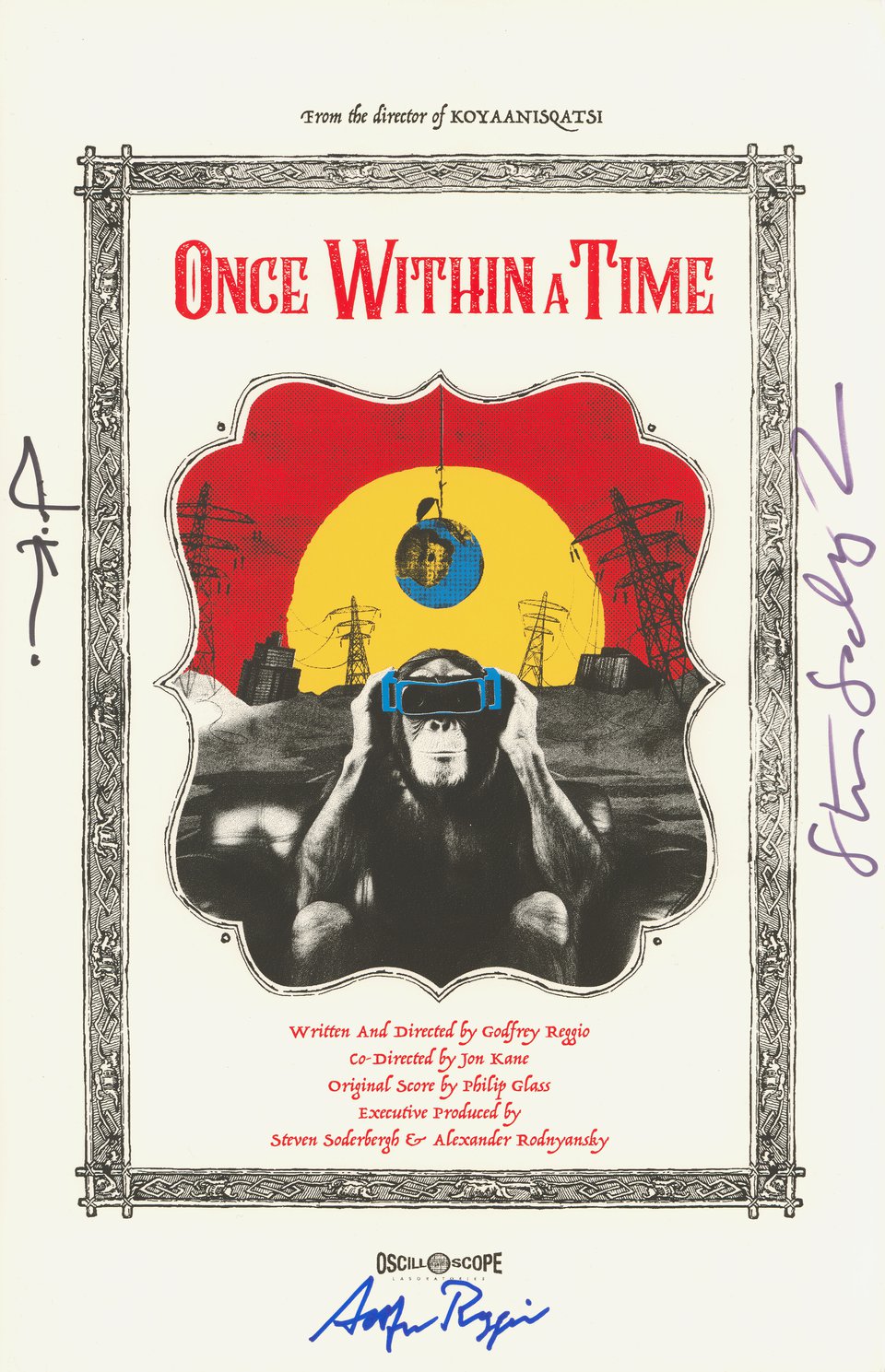 Once Within a Time Original 2023 U.S. Screenprint Signed by Steven Soderbergh / Godfrey Reggio / Jon Kane