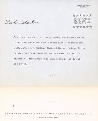 Star Trek Original 1960s U.S. Silver Gelatin Single-Weight Photo Alternate Image