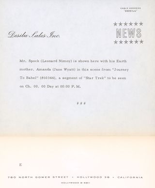 Star Trek Original 1960s U.S. Silver Gelatin Single-Weight Photo Alternate Image