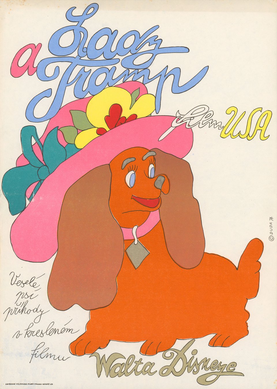 Lady and the Tramp Original 1974 Czech A3 Movie Poster