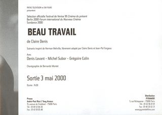 Beau travail Original 1999 French Movie Program Alternate Image
