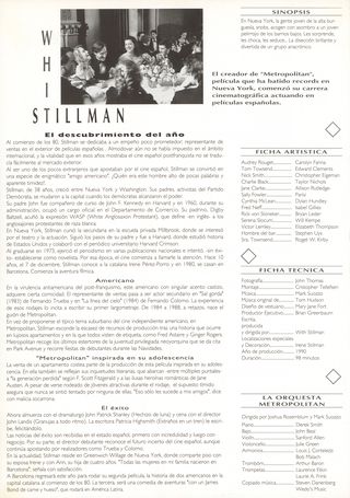 Metropolitan Original 1990 Spanish Movie Program Alternate Image