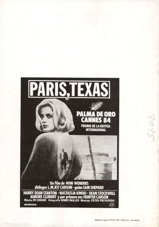 Paris, Texas Original 1984 Spanish Movie Program Alternate Image