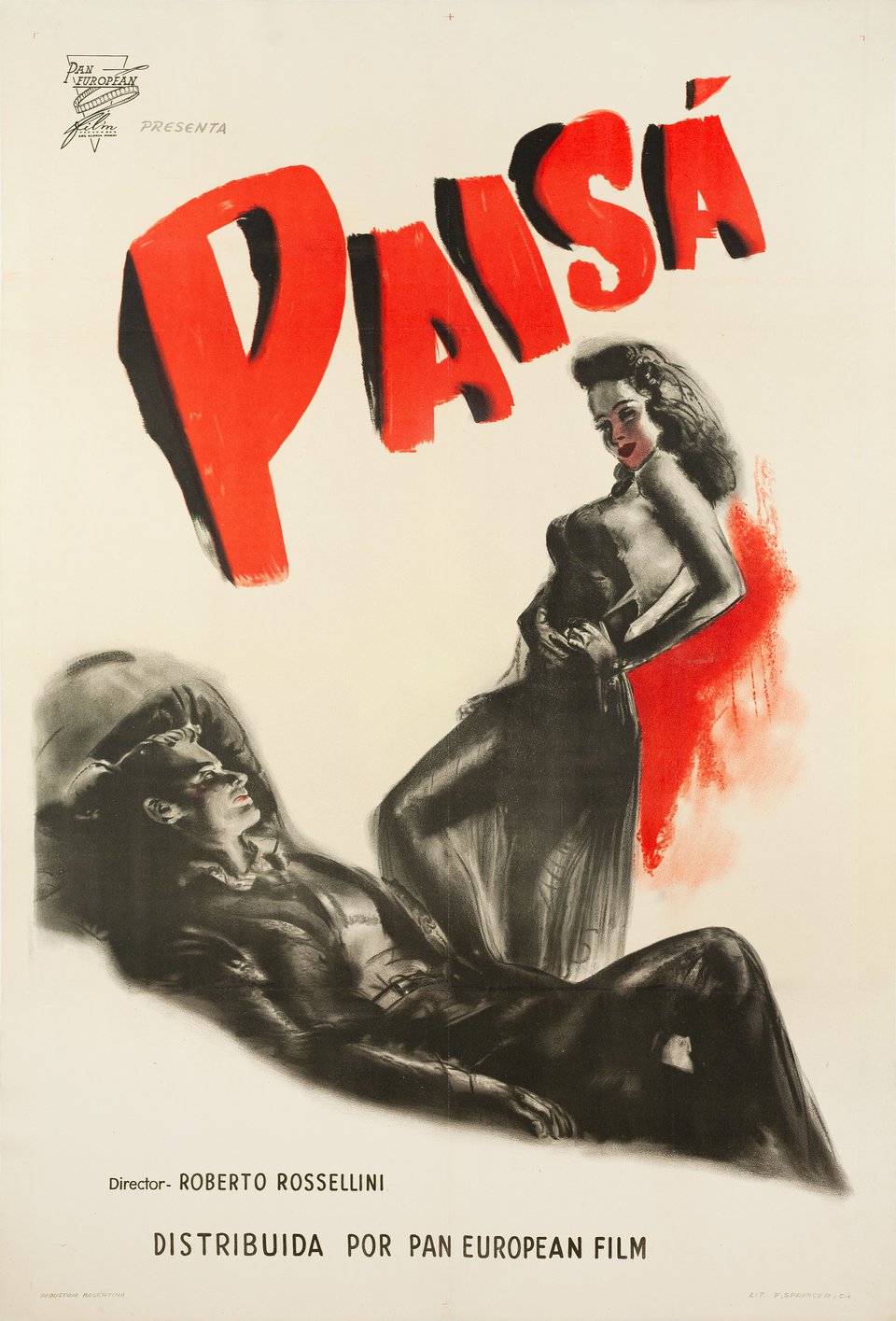 Paisan Original 1950 Argentine Movie Poster