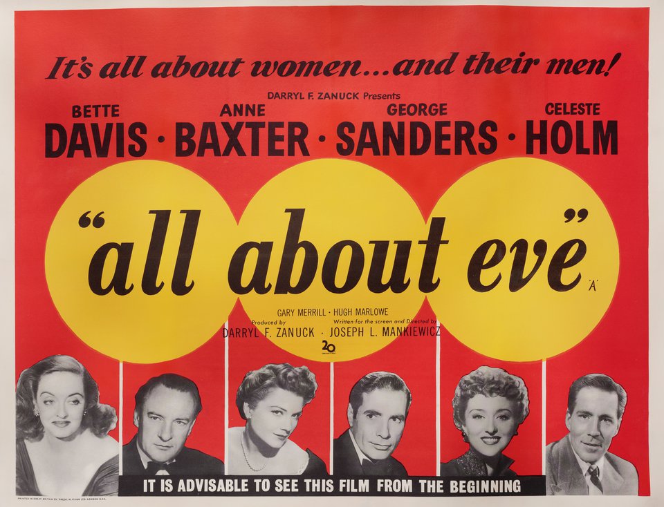 All About Eve Original 1950 British Quad Movie Poster