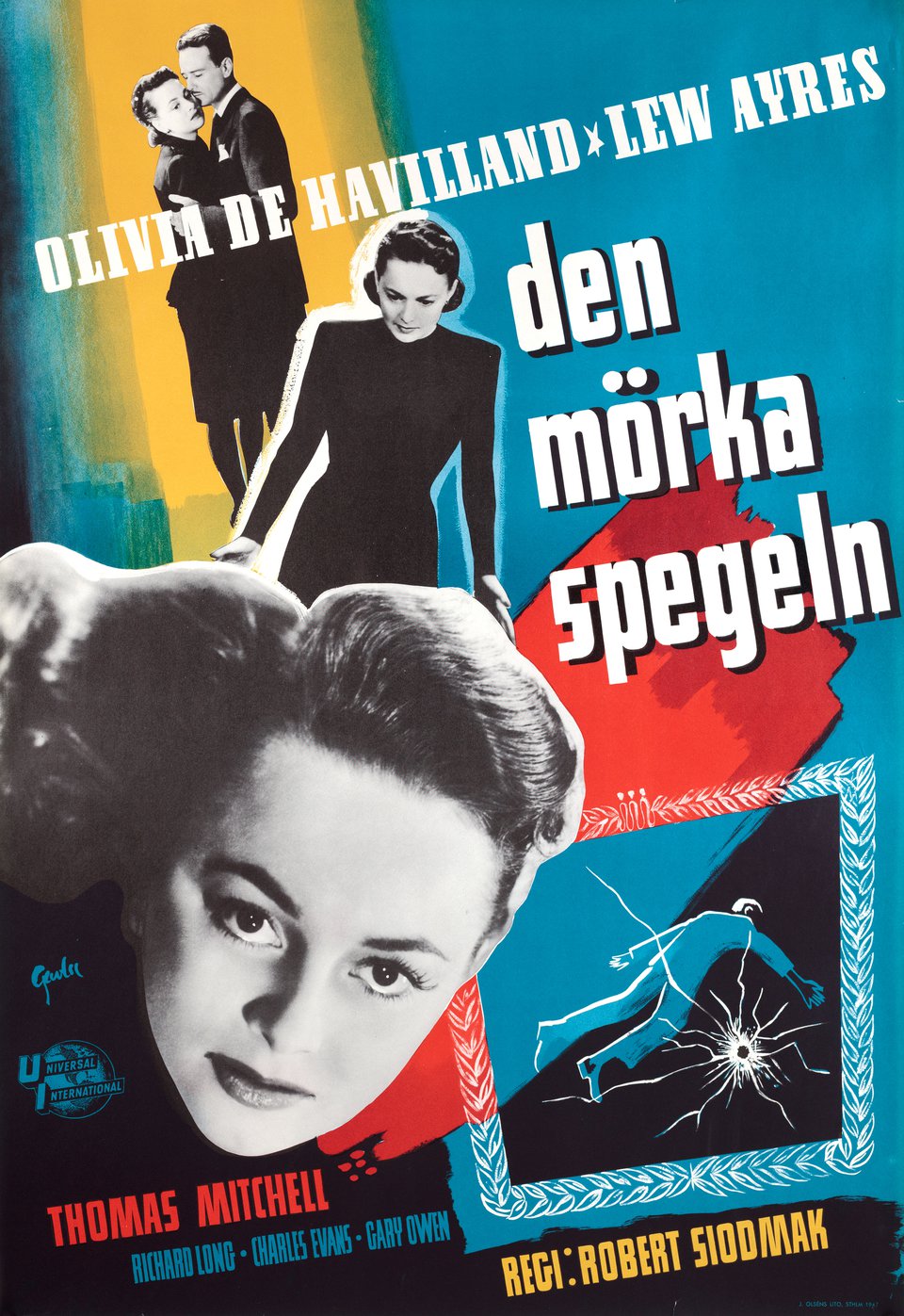 The Dark Mirror Original 1946 Swedish B1 Movie Poster